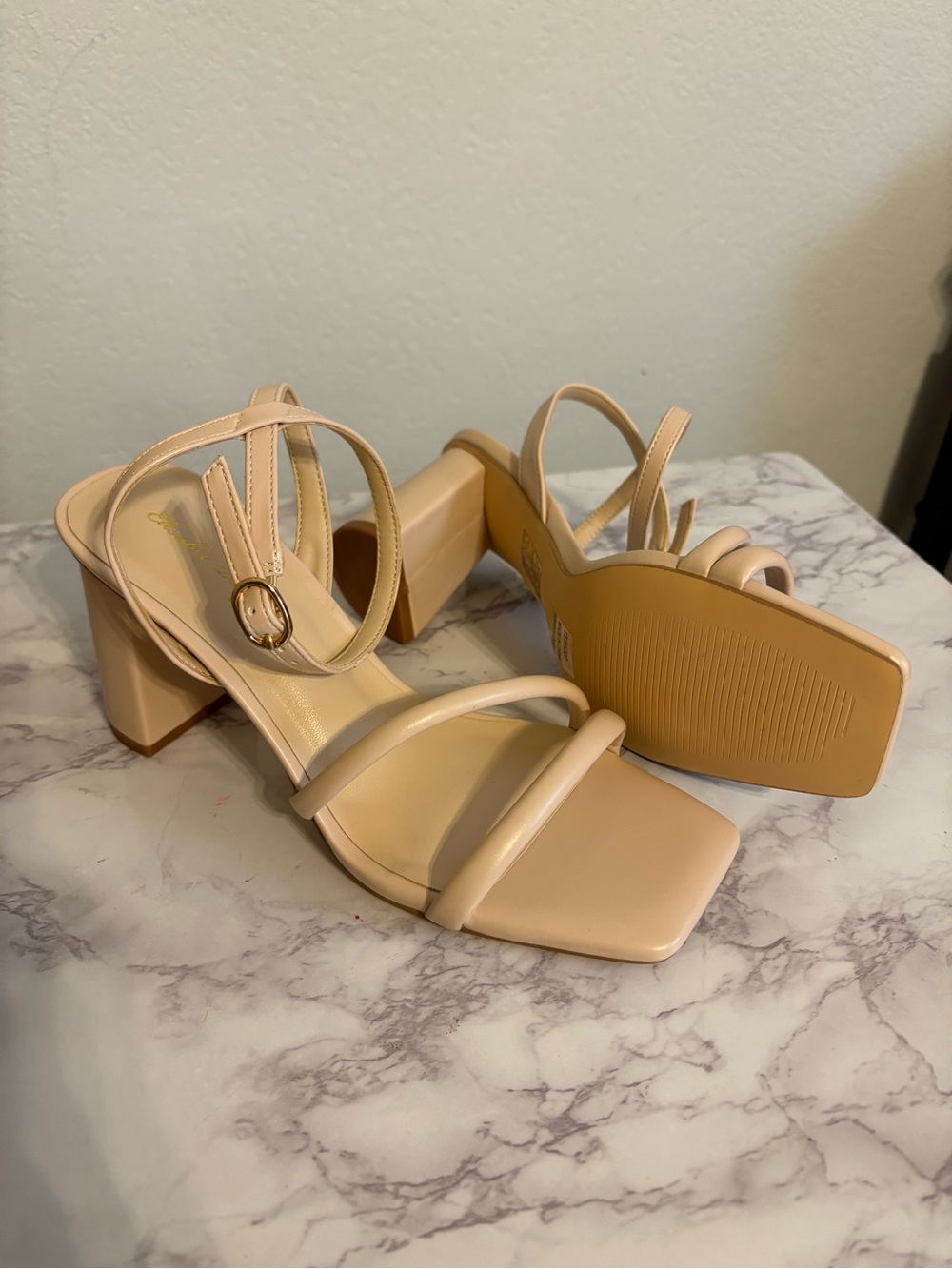 Elisabet Tang Strap Chunky Heel Sandals - Matte Nude